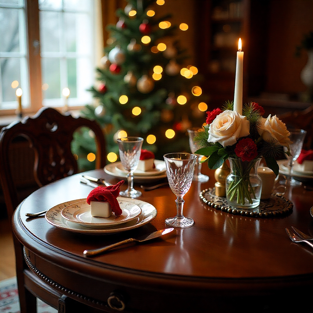 Holiday decoration setup with elegant furniture